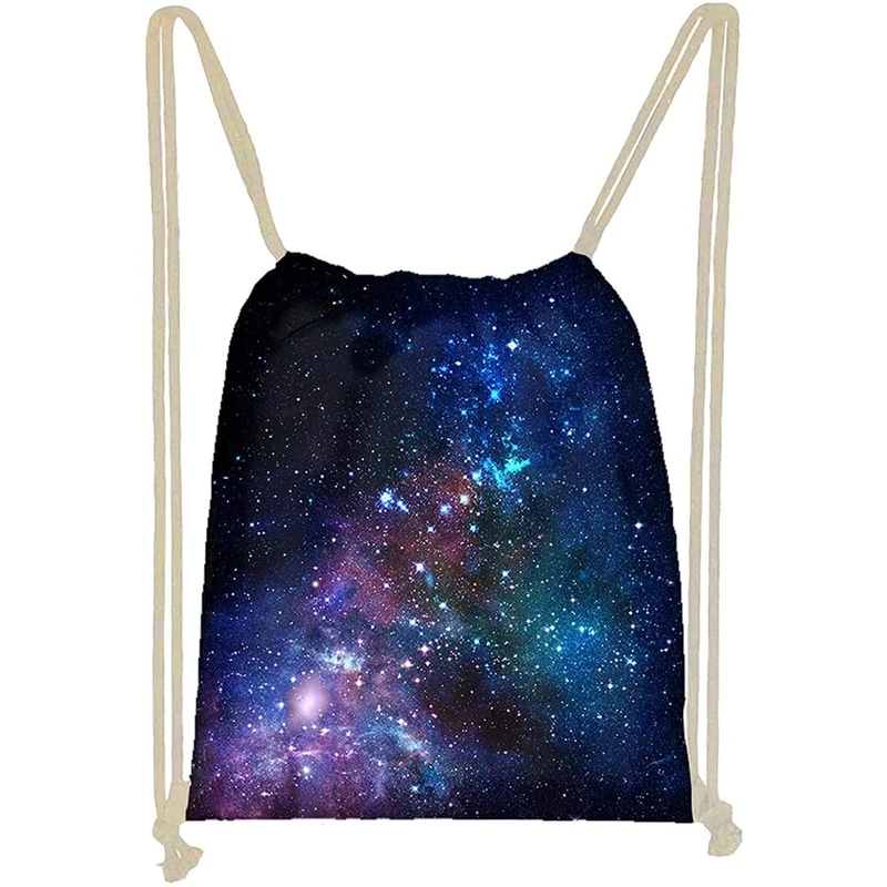 Jeiento Blue Starry Cinch Gym Gymsack Beach Shoulder Backpack Drawstring Bag for Girls