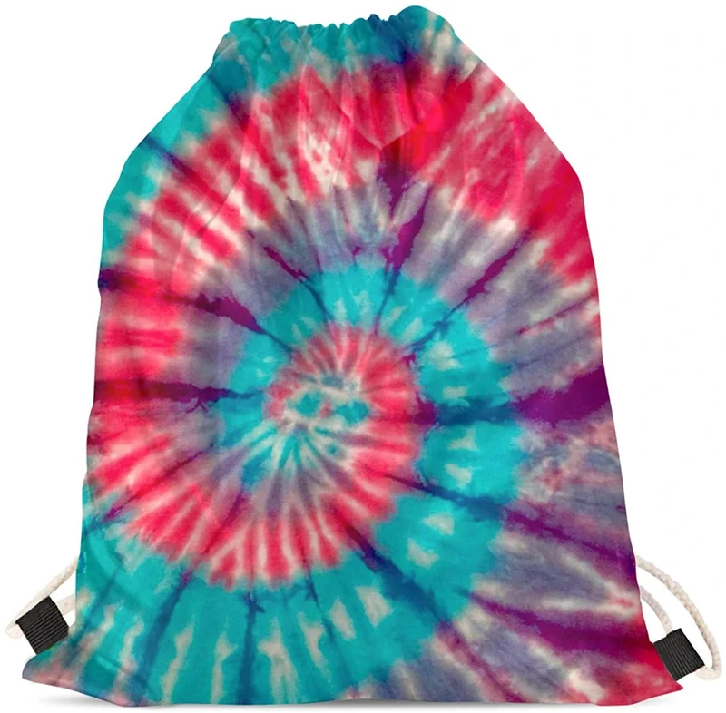 Jeiento Colorful Tie Dye Drawstring Bag Bulk Backpack String Bag for Women Girl Waterproof Sackpack Cinch Sports Gym Travel Swimming