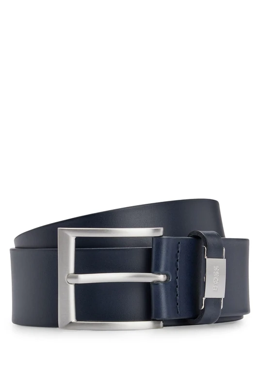 BOSS Mens Connio Branded-keeper belt in Italian leather