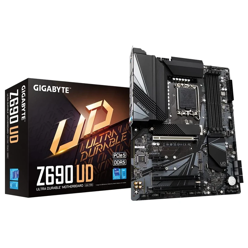 Gigabyte Z690 UD ATX Motherboard - Supports 12th Gen Intel Core Processors (LGA 1700), DDR5-6000MHz(OC) Memory, 2.5GbE LAN, 1x PCIe 5.0 x16 Slot, 3 x NVMe PCIe 4.0 x4 M.2 & USB 3.2 Gen 2x2 Type-C