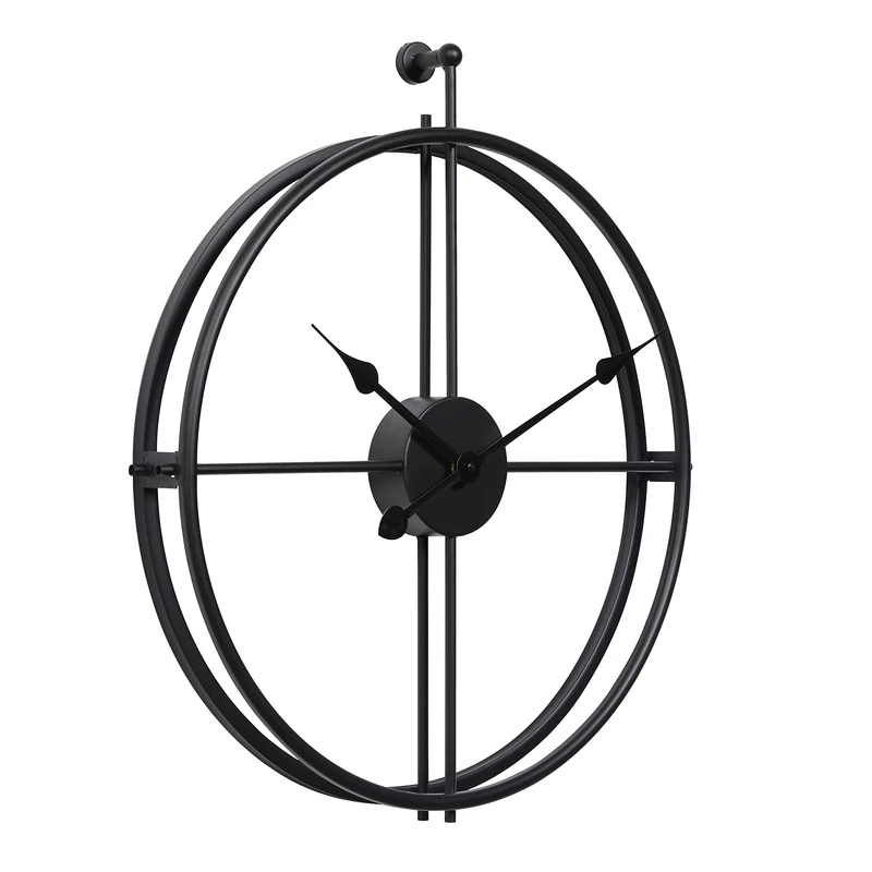LW Collection wall clock Alberto Black 52cm - wall clock living room – non ticking – modern – silent – Large wall clock – Industrial – vintage – roman numerals – wall clock kitchen – bedroom - Image 1