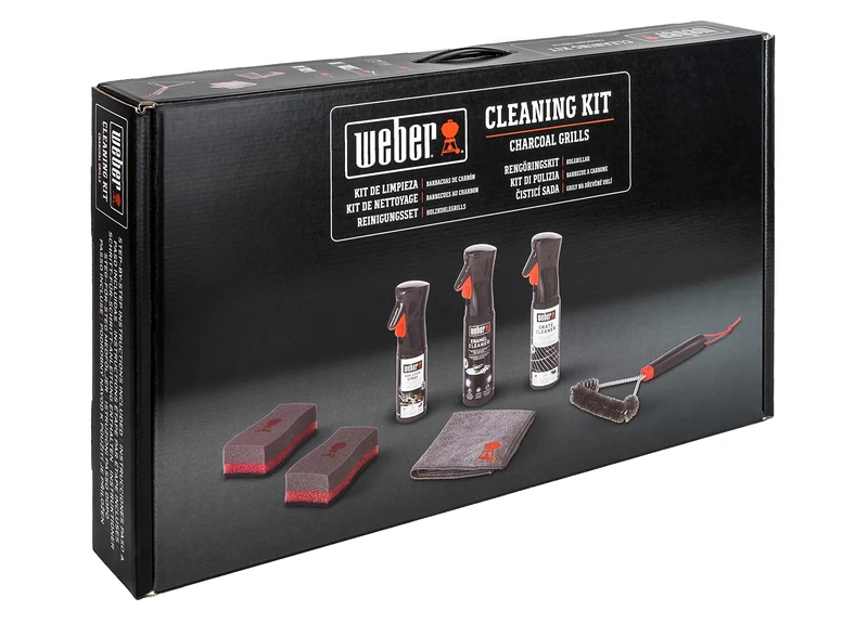 Weber Cleaning Set for Charcoal Grills, includes: 30cm grill brush, grill grate cleaner 300ml, enamel cleaner 300ml, non-stick spray 200ml, microfiber cloth & 2 cleaning sponges - (18285)