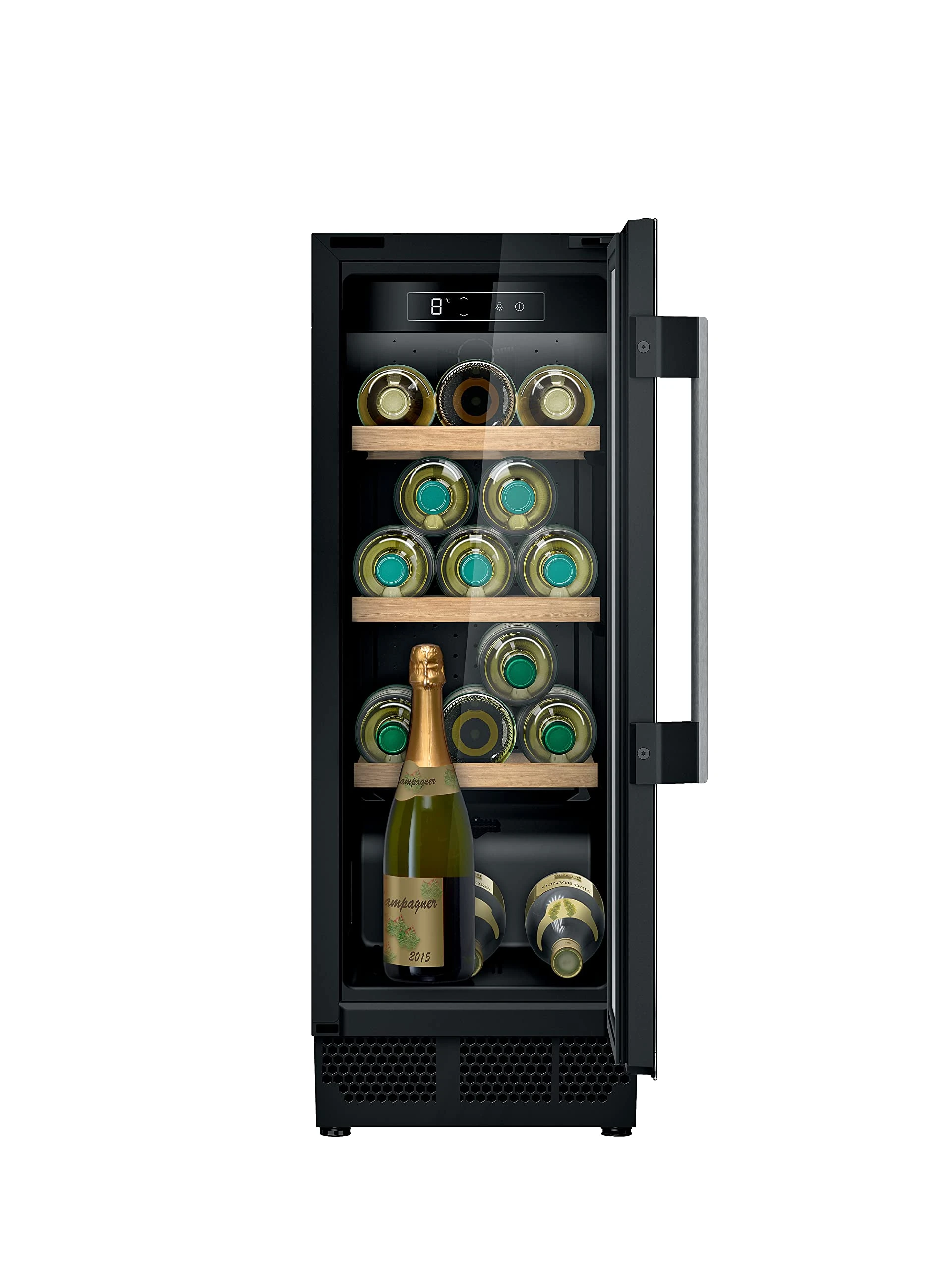 Neff KU9202HF0G N70, Built-in Wine Cooler with Glass Door, 82x30cm Temperature Zone 5-20C Bamboo Shelves