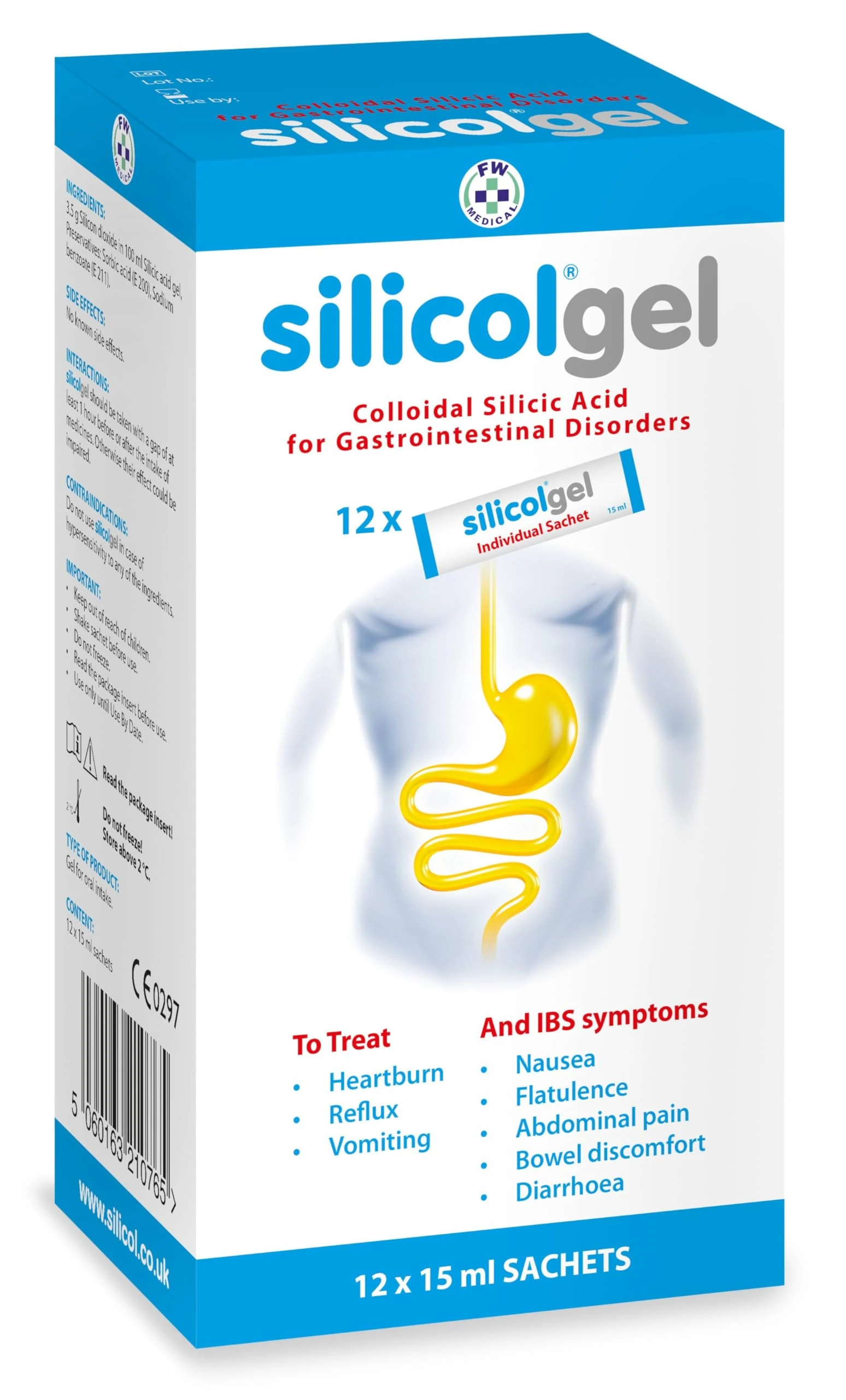 silicolgel Sachets 12 x 15ml – Clinically Proven Relief for IBS Symptoms: Diarrhoea, Stomach Pain, Bloating and Flatulence. Also Treats Heartburn, Acid Reflux and Nausea.