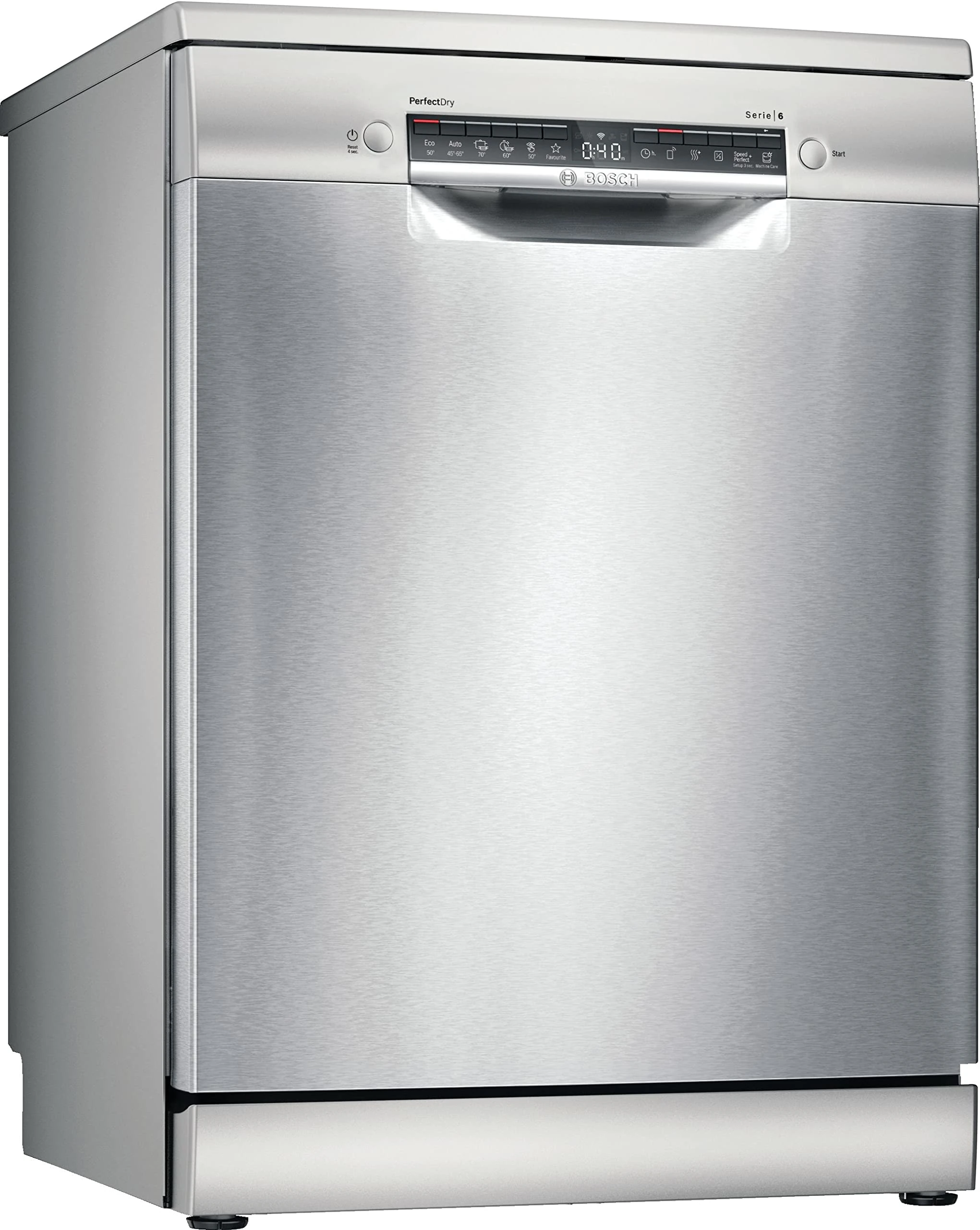 Bosch Home & Kitchen Appliances Bosch Series 6 SMS6TCI00E Dishwasher with 14 place settings, A Energy Rating, PerfectDry, AntiFingerprint, Freestanding, Silver