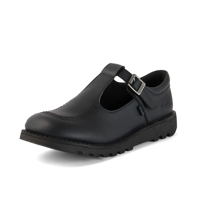 Kickers Girl's Kick T Bar Black School Shoes | Classic & Stylish | Extra Comfortable | Premium Quality, Black, 5 UK Child