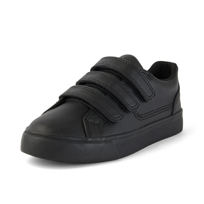 Kickers Youth Unisex Tovni Triple Strap School Shoes, Vegan Black, 5 UK