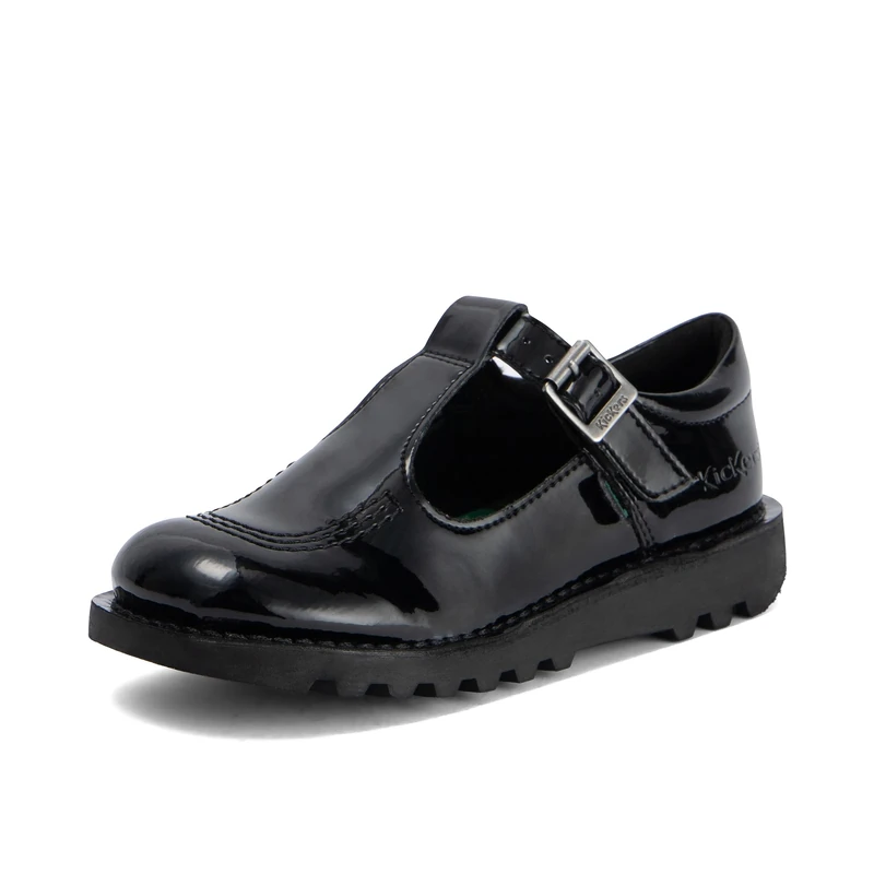 Kickers Girl's Kick T Bar Black School Shoes | Classic & Stylish | Extra Comfortable | Premium Quality, Black, 1 UK Child
