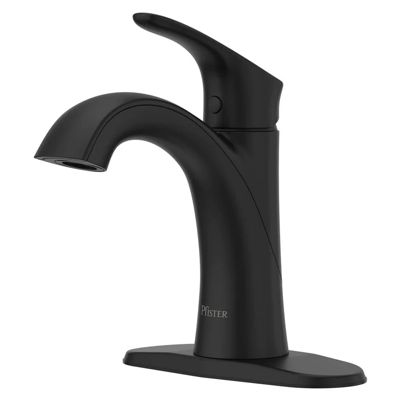 Pfister Weller Bathroom Sink Faucet, Single Handle, Single Hole or 3-Hole, Matte Black Finish, LG42WR0B