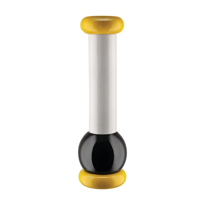 Alessi Totem Domestici MP0210 1 - Design Salt, Pepper and Spice Mill in Beech, Yellow, Black and White Wood