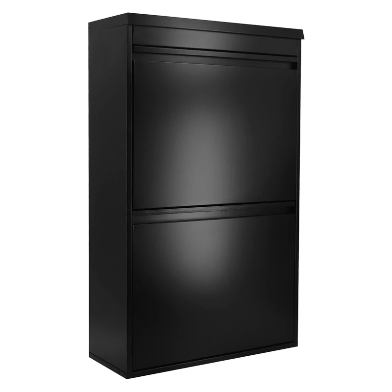 WELLHOME Top Cube Four Cabinet 4-Cube Steel Trash and Recycling Organization System and Top Multi-purpose Tray, Black 97.5 x 58.5 x 24.5 cm