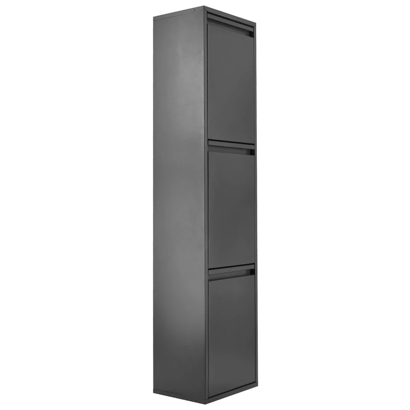 WELL HOME MOBILIARIO & DECORACIÓN Top Cubo Three Cupboard 3 Multi-Purpose Steel Waste and Recycling Organization System, Anthracite, 133.5 x 30.5 x 24.5 cm, Grey