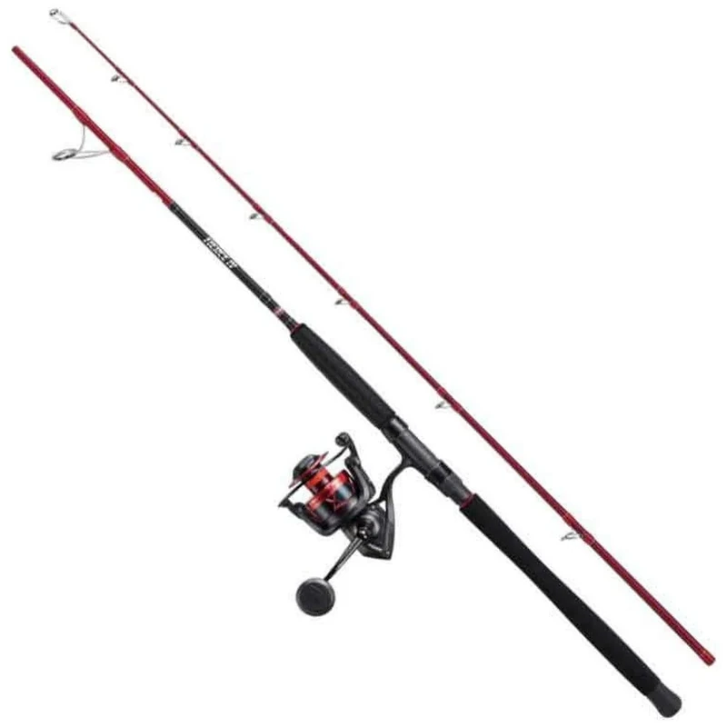 PENN Fierce IV Spin Combo, Fishing Rod and Reel Combo,Sea Fishing Lure Set-Up, Inshore or Offshore, Perfect For Saltwater Predators, Sea Bass, Cod, Pollack, Wrasse, Red / Black, 2.44m | 15-40g
