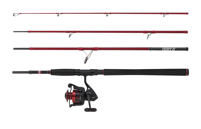 PENN Fierce Iv Travel Spin Combo; Fishing Rod and Reel Set for Inshore Saltwater Fishing, Ideal for Seabass, Lightweight and Durable, Unisex, Red/Black, 2.74 m | 20-80g Lure Rating