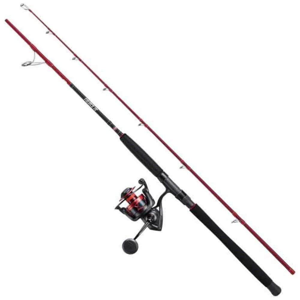 PENN Fierce IV Spin Combo, Fishing Rod and Reel Combo,Sea Fishing Lure Set-Up, Inshore or Offshore, Perfect For Saltwater Predators, Sea Bass, Cod, Pollack, Wrasse, Red / Black, 2.13m | 10-30g