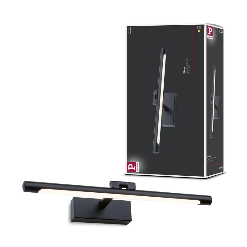 Paulmann Mingo 95564 LED Picture Light 400 mm Including 1x 9.5 W Warm White Black Picture Lighting Metal Plastic Wall Lamp 3000 K