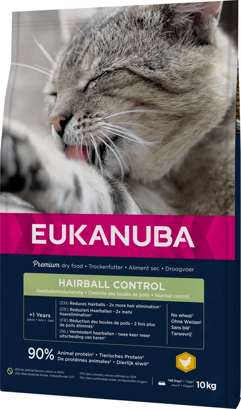 Eukanubae Hairball Control Adult Dry Cat Food Chicken and Liver 2kg