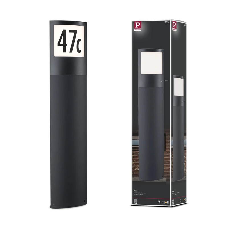 Paulmann Padea 94514 LED Outdoor Bollard Light with Twilight/Motion Sensor IP44 Including 1 x 8.5 W Warm White Anthracite Plastic 3000 K
