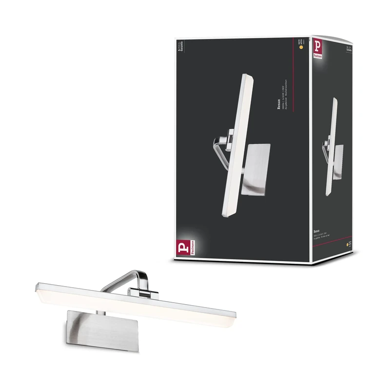 Paulmann 95572 LED picture luminaire Renan 400mm incl. 1x9.5W Warm white Brushed alu Picture light Metal, Acrylic Wall lamp 3000K