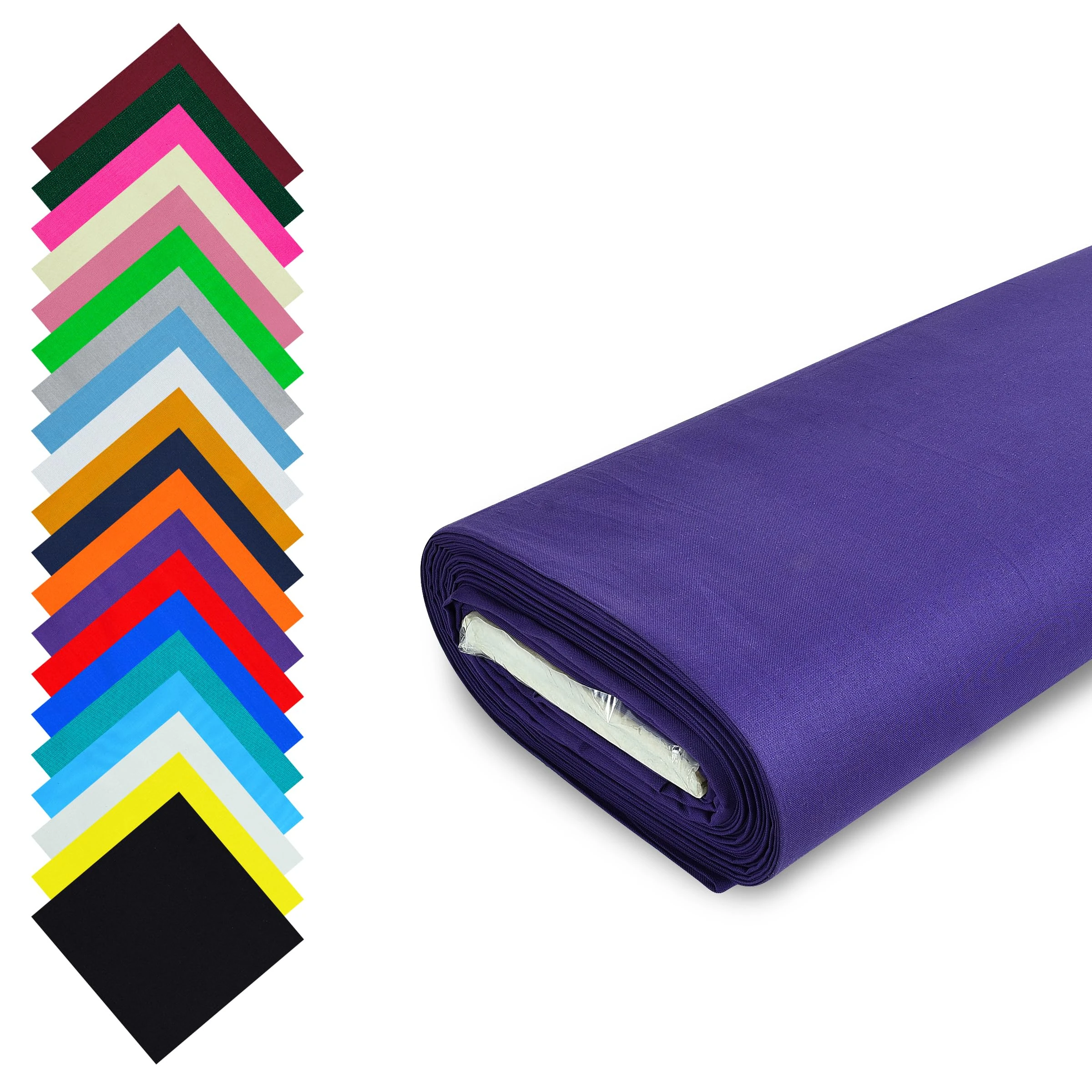 Fashion Track Purple Fabric Cotton by The Metre UK - 58 Inches / 147.5 cm Wide - 100% Cotton Fabric Plain - 60 Square - Available in 20 Colours and 5 Sizes (1 Metre, Purple)