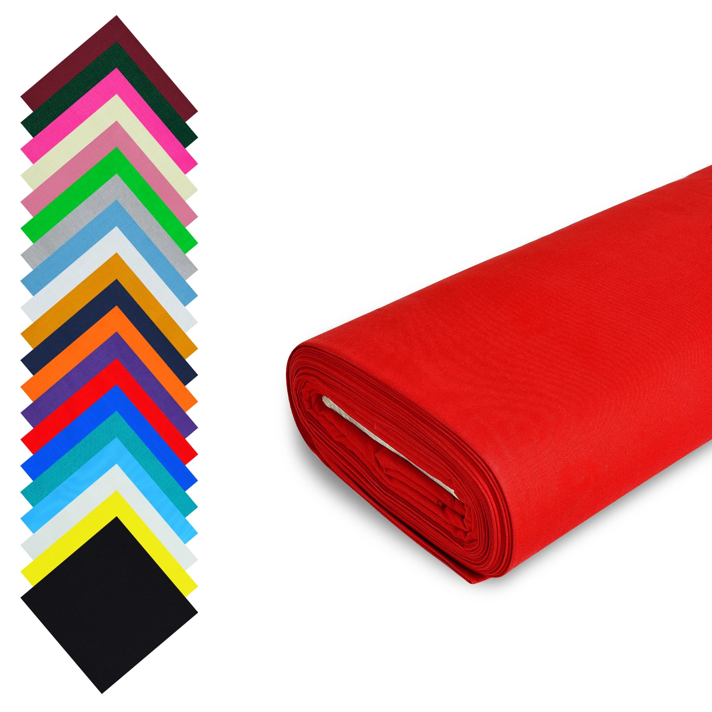 Fashion Track Red Fabric Cotton by The Metre UK - 58 Inches / 147.5 cm Wide - 100% Cotton Fabric Plain - 60 Square - Available in 20 Colours and 5 Sizes (1 Metre, Red)