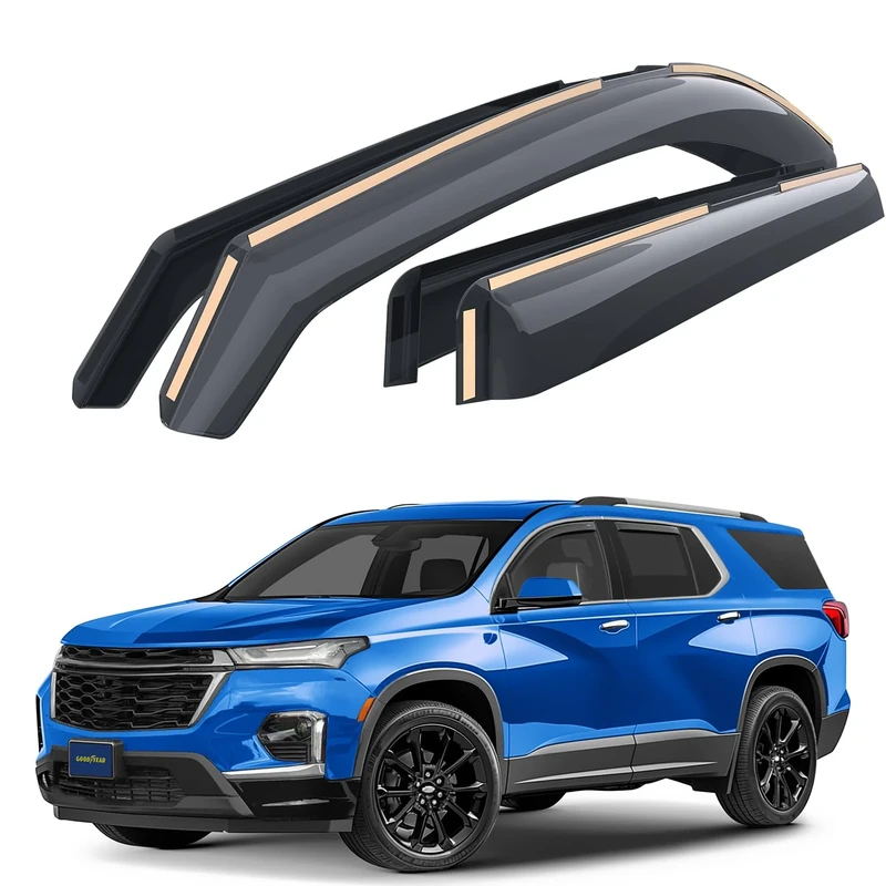 Goodyear Shatterproof in-Channel Window Deflectors for Chevrolet (Chevy) Traverse 2018-2024, Rain Guards, Window Visors for Cars, Vent Deflector, Car Accessories, 4pcs- GY003462LP