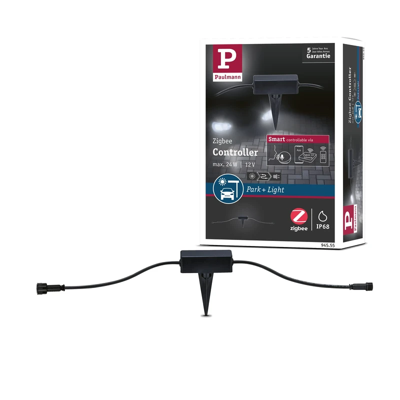 Paulmann 94555 Park + Light Outdoor Light Controller Smart Home Zigbee IP67 Maximum 24 W Zigbee Module Black Accessories Plastic Lighting System