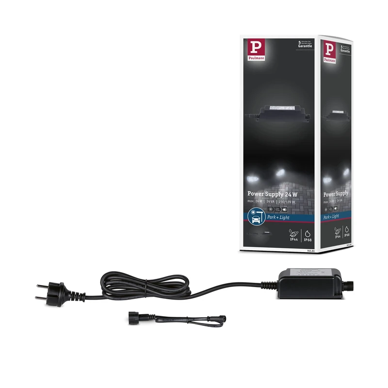 Paulmann 94580 Park + Light Outdoor Light Inlet 24VA Black Transformer Black Accessories Plastic Lighting System