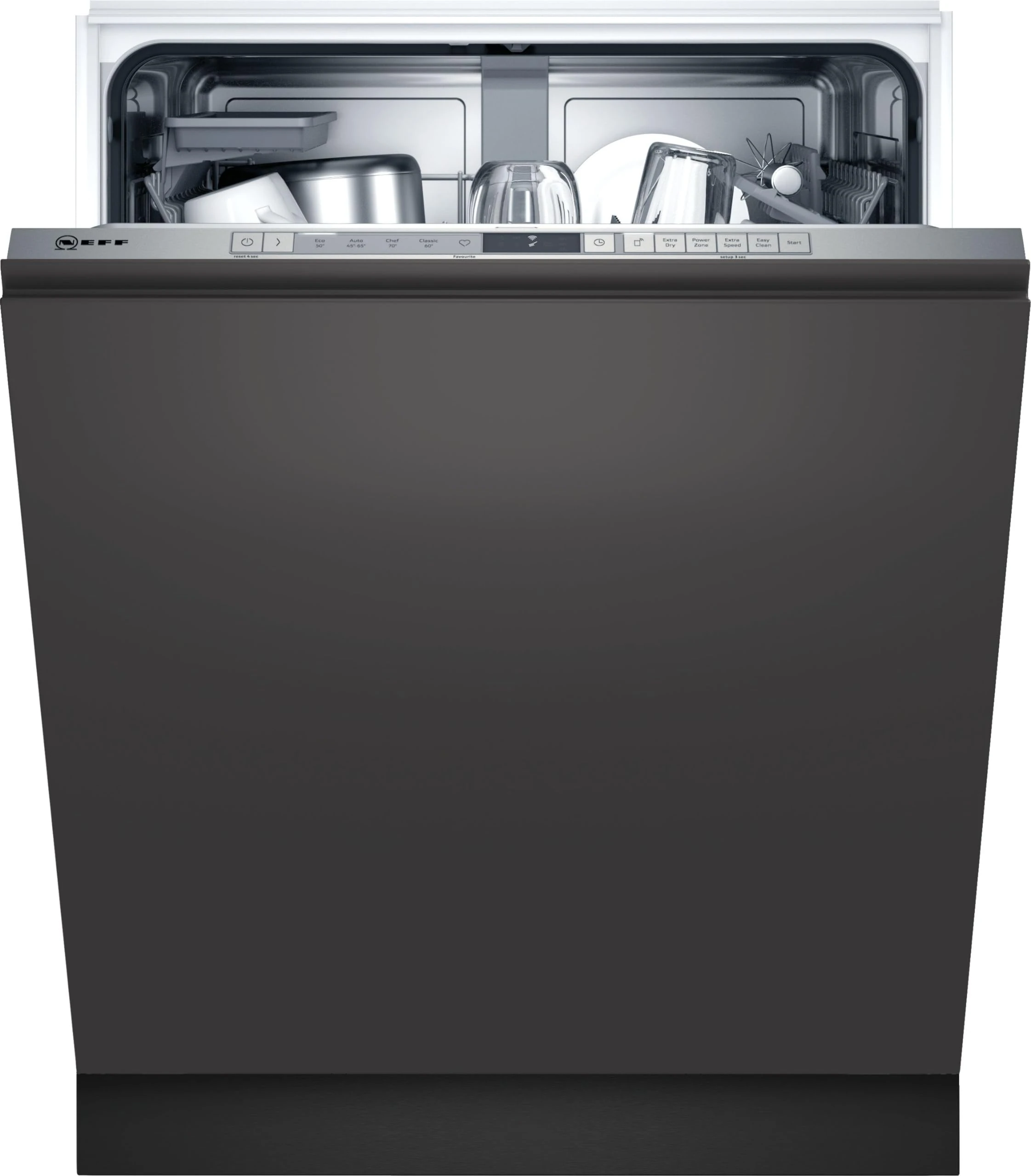 Neff S153HAX02G N30 Fully Integrated Dishwasher, 13 place settings, HomeConnect, InfoLight, Extra Dry, Flex 1 Basket, Stainless Steel
