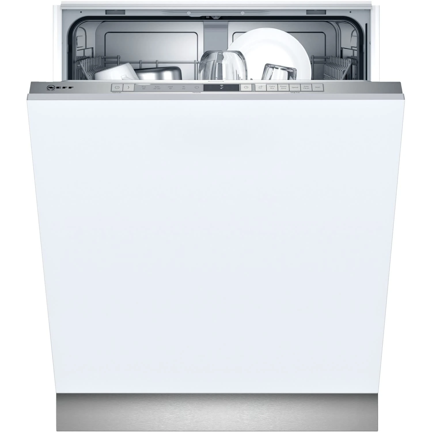 NEFF S153ITX05G N30 Fully Integrated Dishwasher, 12 place setting, Home Connect, InfoLight, Flex 1 Basket, Extra Dry, Metallic
