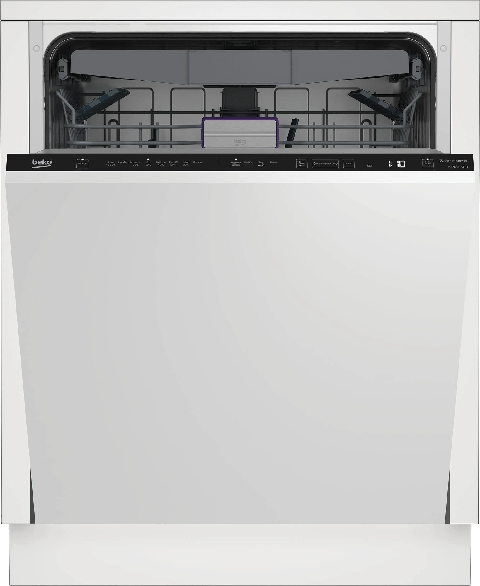 Beko CornerIntense™ BDIN38640F Fully Integrated Full Size Dishwasher - Black Control Panel with Fixed Door Fixing Kit - C Rated