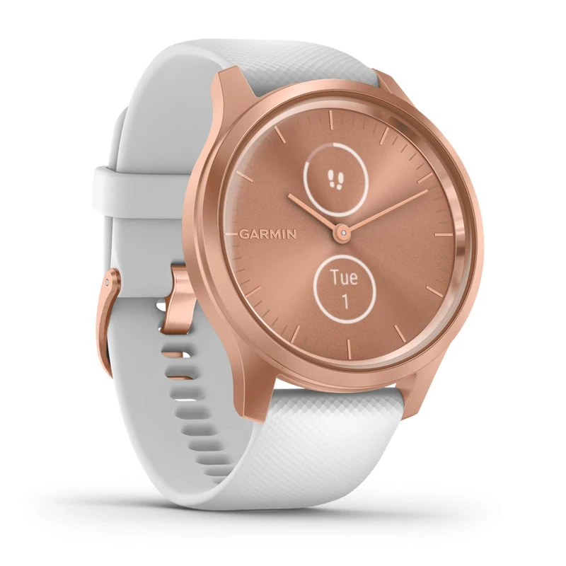 Garmin [ Renewed vívomove Style (40mm), Stylish Hybrid Smartwatch with Health and Fitness functions, Real Watch Hands, Hidden Colour Touchscreen Display,Up to 5 days battery, White (Renewed)