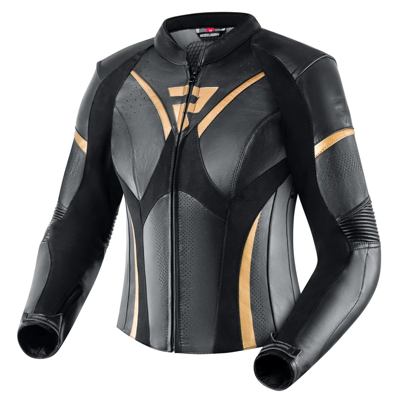 REBELHORN Rebel Lady Motorcycle Jacket for Women Cowhide Leather Elbow Shoulders and Back Protector Ventilation 4 Pockets Reflective Elements