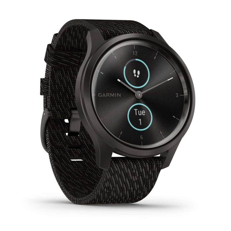 Garmin vívomove Style, Stylish Hybrid Smartwatch with Health and Fitness functions, Real Watch Hands, Hidden Colour Touchscreen Display and up to 5 days battery life, Graphite and Black (Renewed)