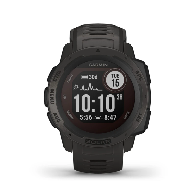 Garmin [ Renewed Instinct SOLAR (45mm), Rugged GPS Smartwatch, Built-in Sports Apps and Health Monitoring, Solar Charging and Ultratough Design Features, Graphite (Renewed)