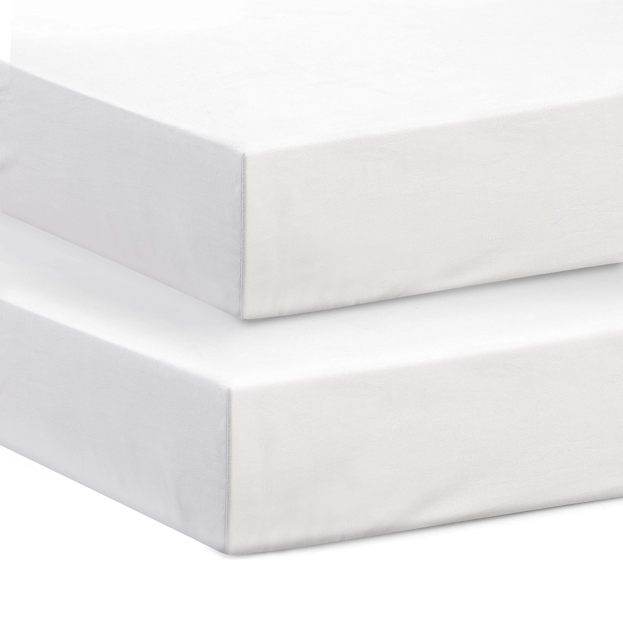 Hajran Linen – 100% Egyptian Cotton Travel Cot (95 x 65 cm) Fitted Sheets | Pack of 2 Super Soft & Durable Fitted Sheets (65 x 95 cm, White)