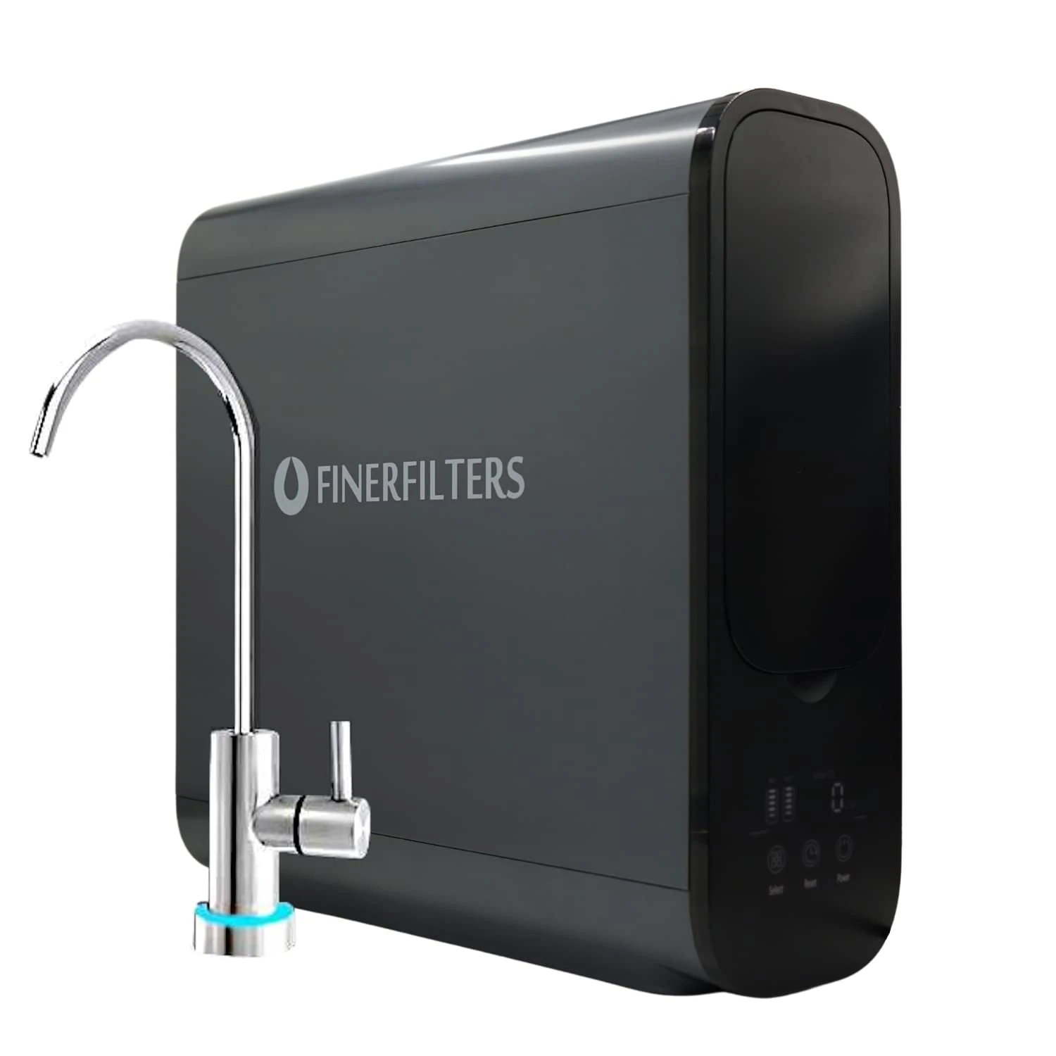 Finerfilters 6 Stage Reverse Osmosis Water Filter System - Makes Alkaline Water, Tankless, 600GPD Instant Flow, 1.5:1 Pure to Drain, Compact Under Counter Unit with LED Indicator Brushed Nickel Tap