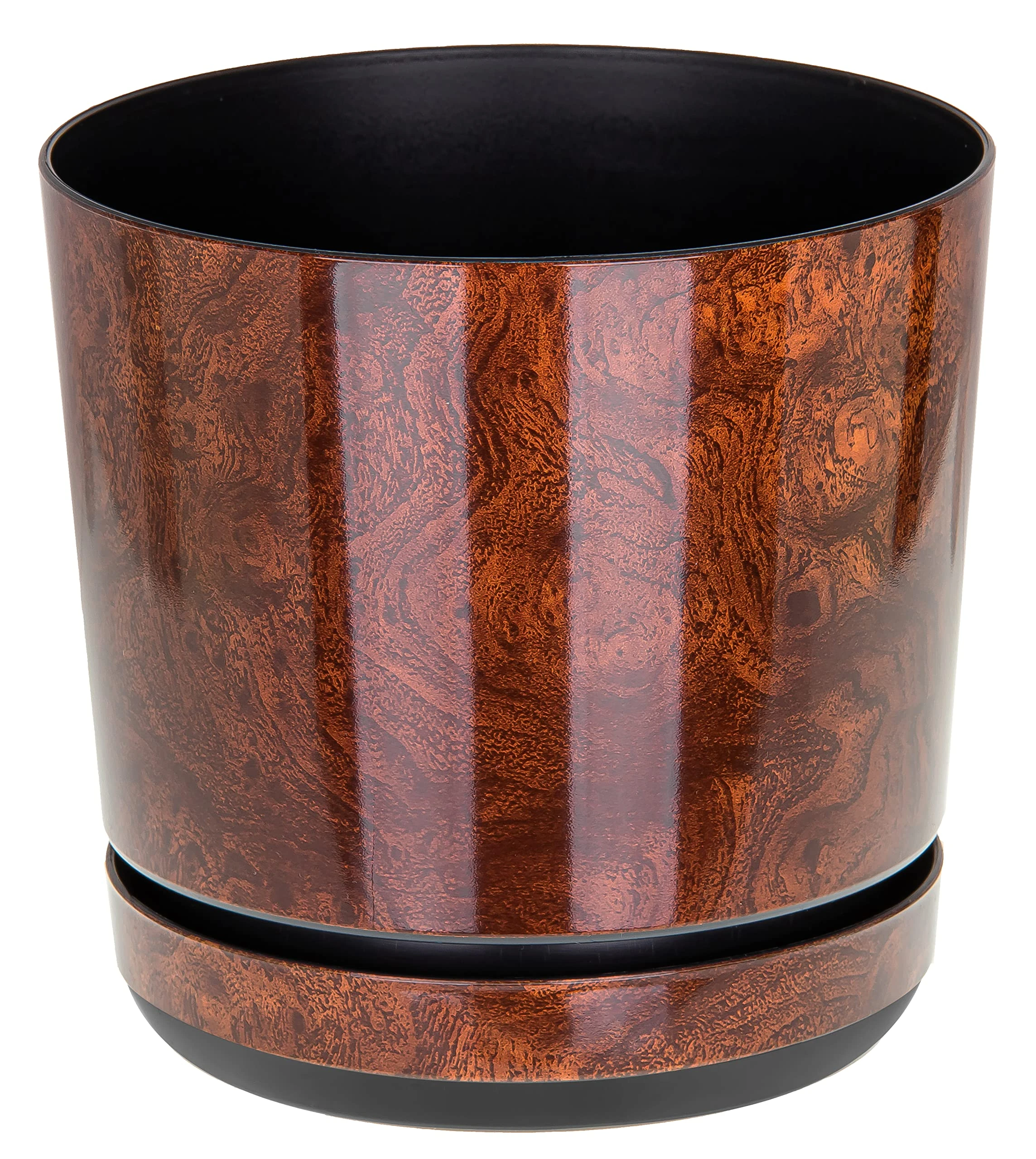 KORAD Wood Effect Indoor Plant Pots with Saucer and Drainage Holes, Round, Modern and Decorative Flowerpot for All Houseplants, 6 sizes, 25 colours(18 cm - 7 inches)