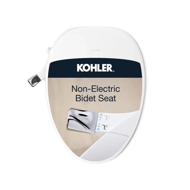 KOHLER 98804-CP-0 Purewash Toilet Seat with Polished Chrome Handle, Elongated Manual Non Electric Bidet with Adjusting Spray Pressure and Position, Quiet-Close Lid, White