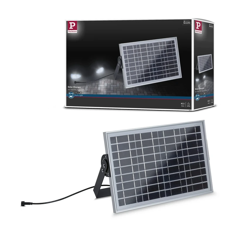 Paulmann 94551 Park + Light Outdoor Light Feed Solar Module IP65 Max. 5 W Solar Charger Silver Accessories Garage Light