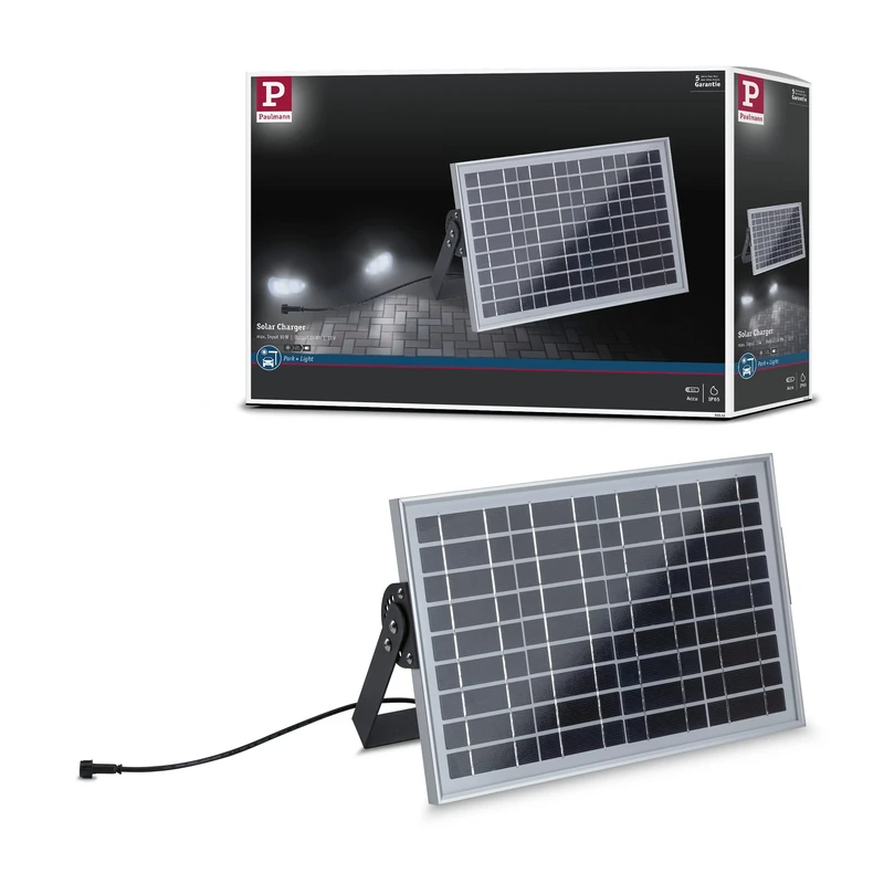 Paulmann 94552 Park + Light Outdoor Light Supply Solar Panel IP65 Max. 10 W Solar Charger Silver Accessories Garage Light