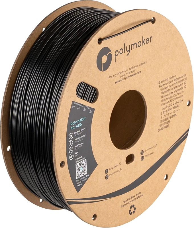 Polymaker PC-ABS Filament 1.75mm, Black, 1kg, Polycarbonate, 1.75mm Diameter, 1kg Display Weight
