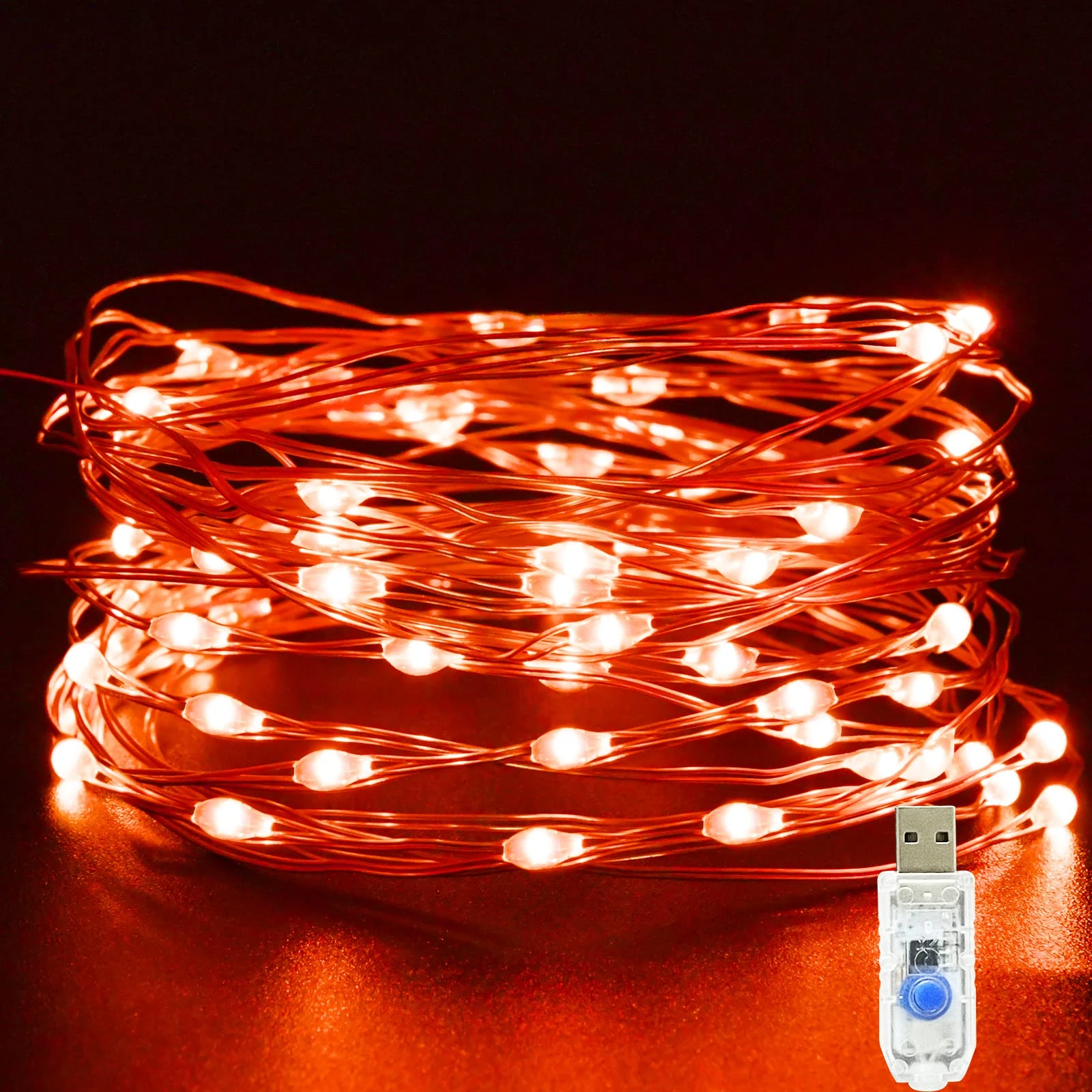 Etopgo Valentins Decorations Fairy Lights - 5M/16Ft 50 LED Red USB Plug-in With 8 Lighting Modes for Indoor, Outdoor, Bedroom
