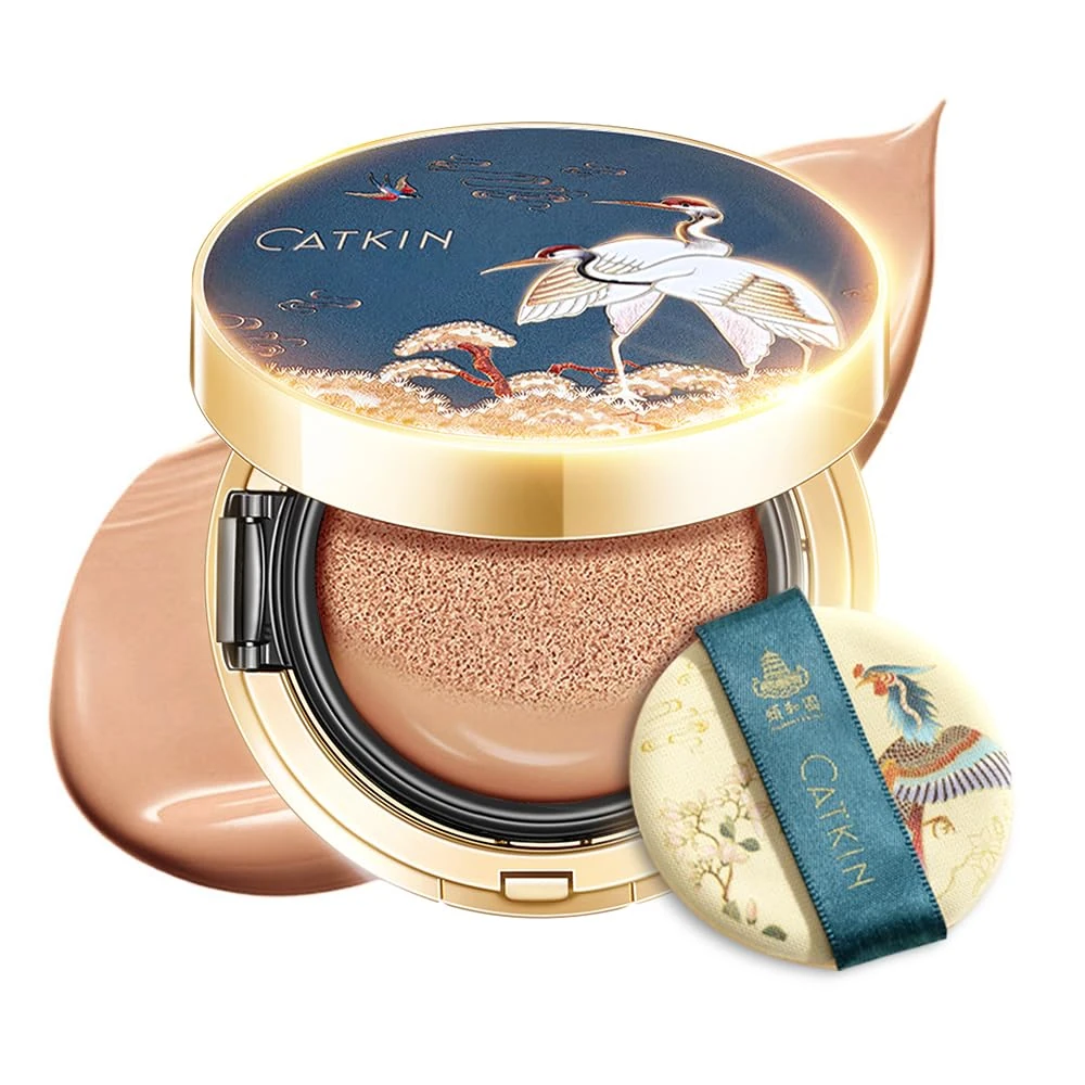 CATKIN Phoenix Foundation for Mature Skin, Full Coverage Cushion Foundation with Lightweight and Breathable Formula, Sheer Satin Finish, Refill Included, 13g*2