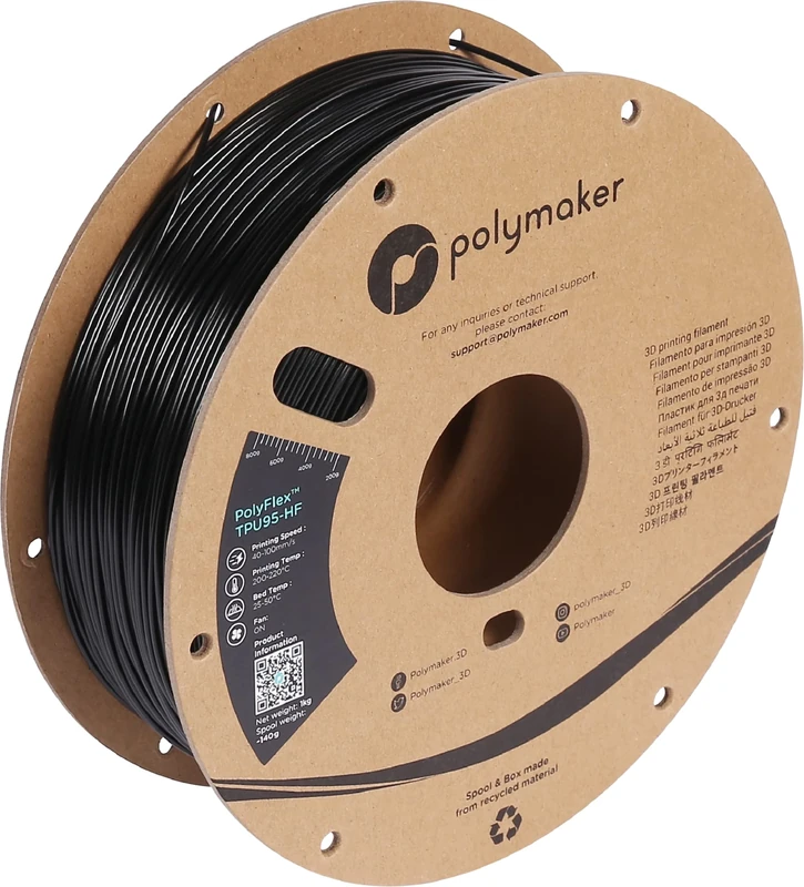 Filament PolyFlex TPU-95A HF Noir 1.75mm 1Kg Bobine Carton