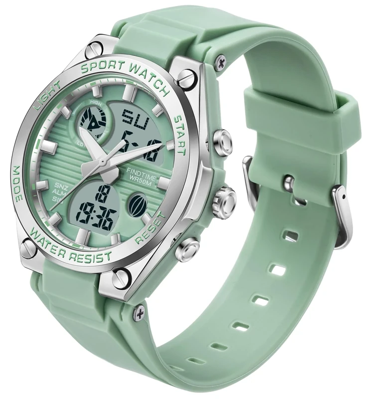 Ladies Sport Digital Watches Wrist Watch for Women with Waterproof Dual Time Date Luminous Back Light Week Alarm Stopwatch White Black Blue Green