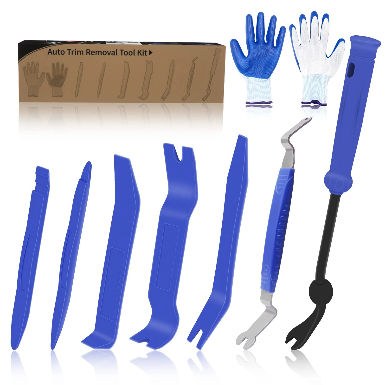 Wetado Auto Trim Removal Tools Kit, 9pcs Car Door Panel Removal Tool, Fastener Removal Panel Removal Tool, blue