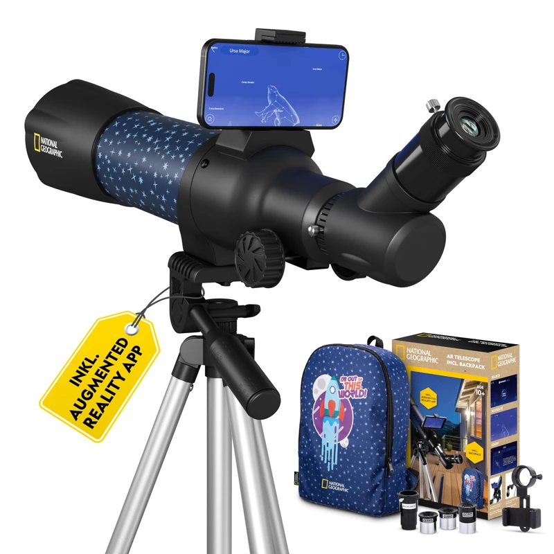 National Geographic Smart AR Children's Telescope with Tripod, Backpack, Smartphone Holder and Augmented Reality App