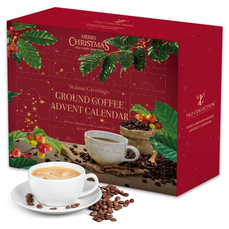 Coffee Advent Calendar 2025 – 24 Gourmet Ground Coffee Sachets for Cafetiere – Vegan Christmas Countdown Gift – Luxury Adult Advent Calendar for Men, Women, & Festive Holiday Treats