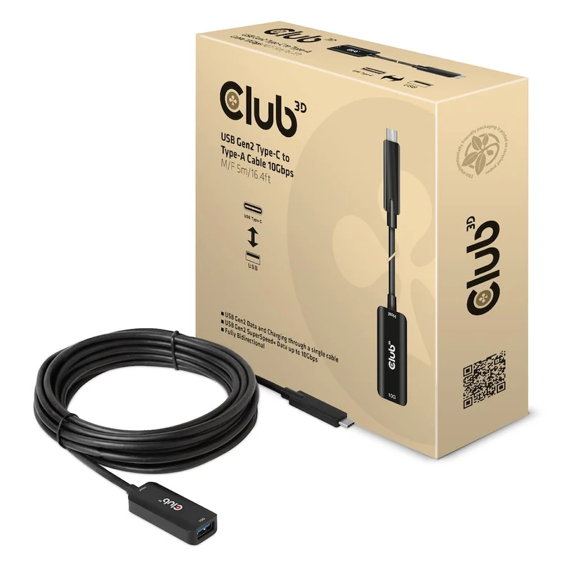 Club 3D CAC-1536 USB Gen2 Type-C to Type-A Cable 10Gbps M/B. 5 m